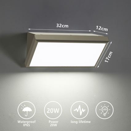 Brilagi - LED Āra sienas lampa TRIANGLE LED/20W/230V pelēka IP65