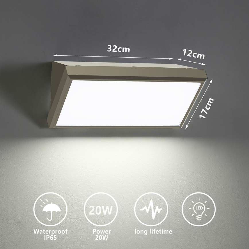 Brilagi - LED Āra sienas lampa TRIANGLE LED/20W/230V pelēka IP65