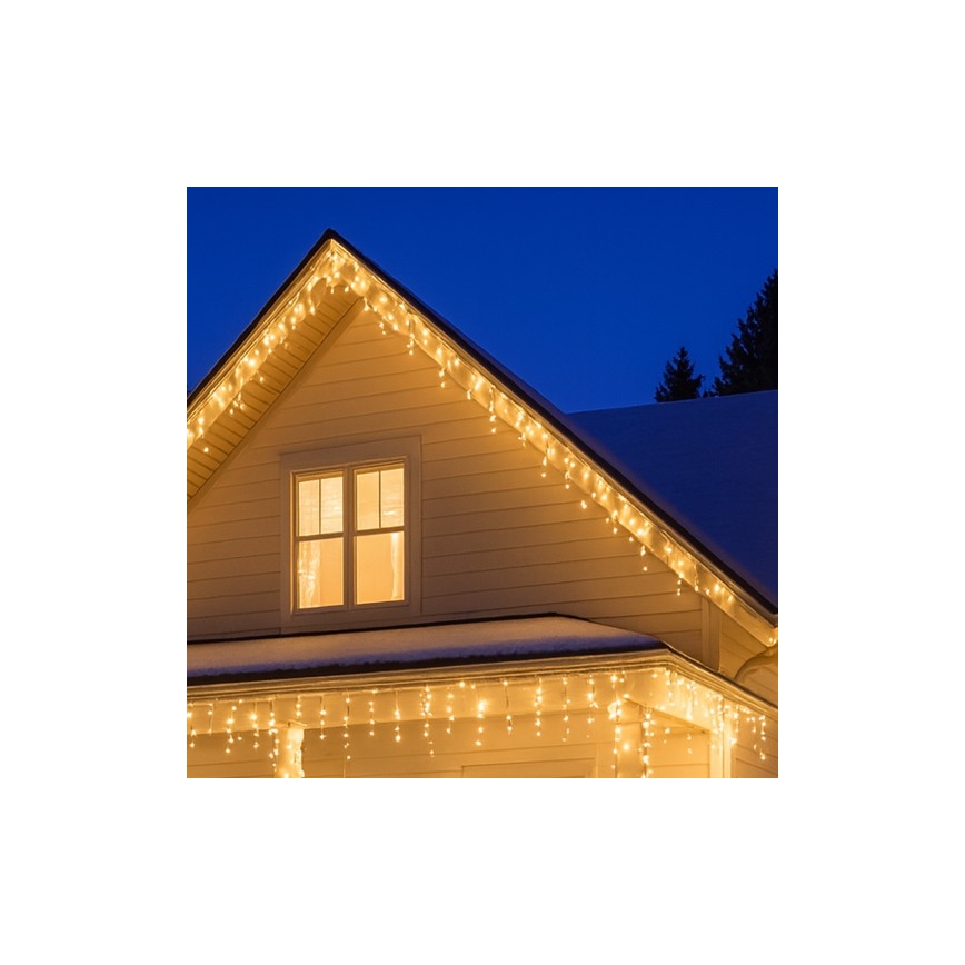 Brilagi - LED āra lāsteku virtene, 360 LED / 8 režīmi, 14 m, IP44, siltā baltā krāsā