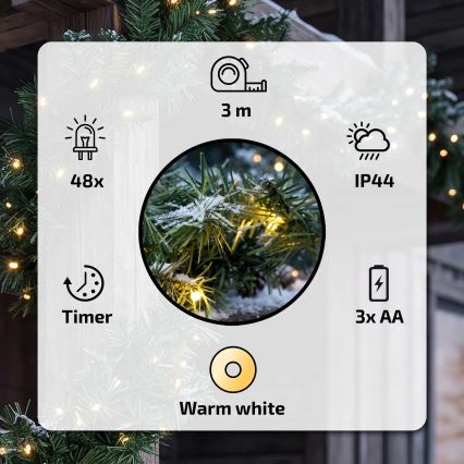 BRILAGI - LED āra Ziemassvētku dekorācija GIRLANDA LED/3xAA 300 cm IP44