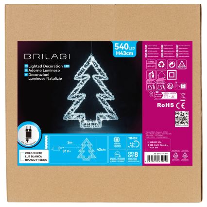 BRILAGI - LED āra Ziemassvētku dekorācija LED/6W/8 funkcijas 43 cm IP44 egle auksti balta