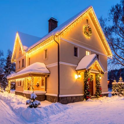 Brilagi - LED āra Ziemassvētku virtene 360xLED/8 režīmi 14m IP44 silti balta ledus piliņas