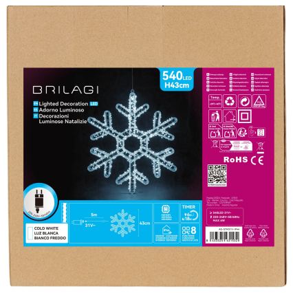 BRILAGI - LED āra Ziemassvētku dekorācija LED/6W/8 funkcijas 43 cm IP44 sniegpārsla auksti balta