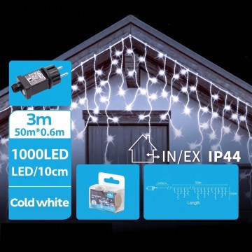 BRILAGI - LED āra Ziemassvētku virtene 1000xLED/9W/8 funkcijas 53x0,6m IP44 auksti balta