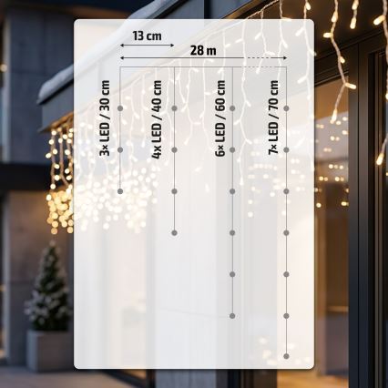 BRILAGI - LED āra Ziemassvētku virtene 1080xLED/8 režīmi 33m IP44 silti balta varvekļi