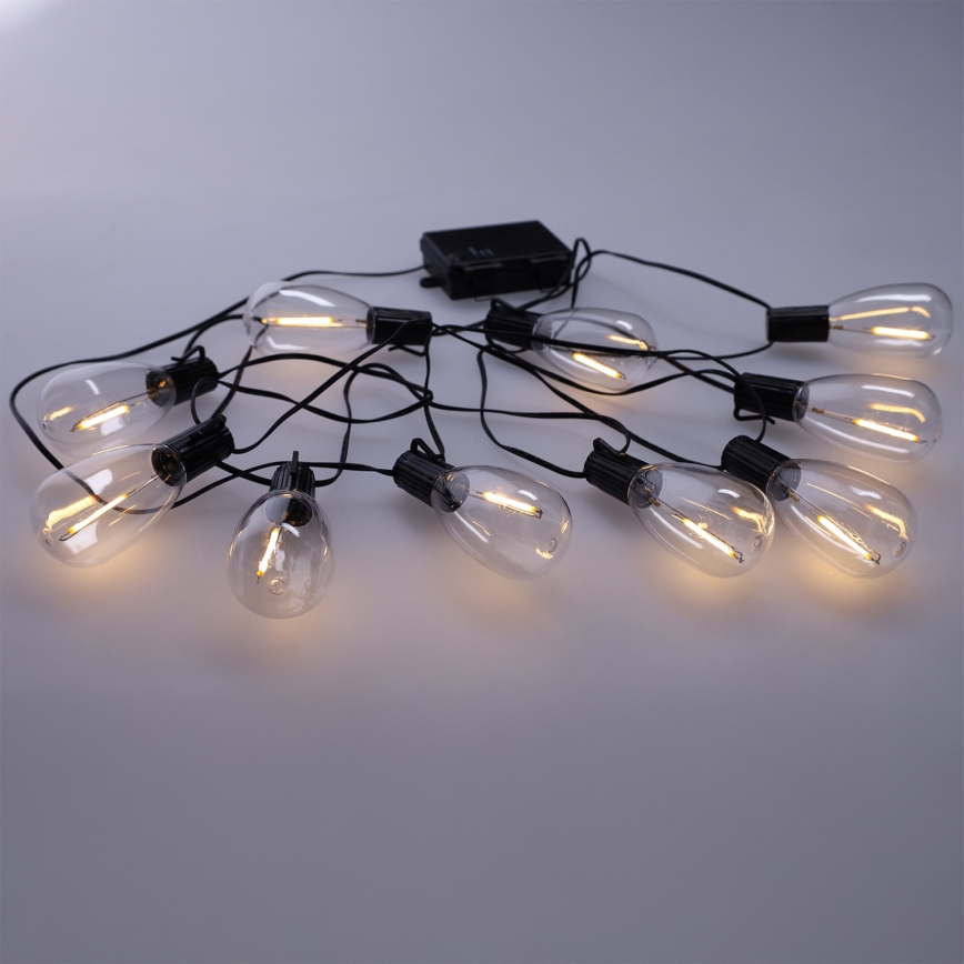 Brilagi - LED āra Ziemassvētku virtene 10xLED/3xAA 3,2m IP44 silti balta