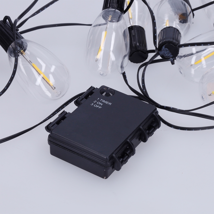 Brilagi - LED āra Ziemassvētku virtene 10xLED/3xAA 3,2m IP44 silti balta