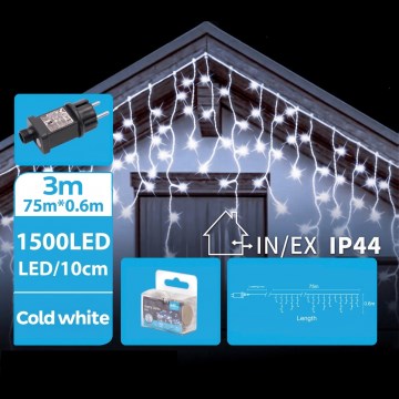 BRILAGI - LED Āra Ziemassvētku virtene 1500xLED/12W/8 režīmi 78x0,6m IP44 auksti balta