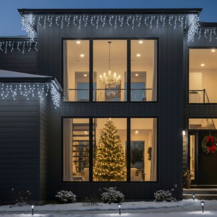 Brilagi - LED āra Ziemassvētku aizkarveida virtene 200 LED/8 funkcijas 13 m IP44 auksti balta