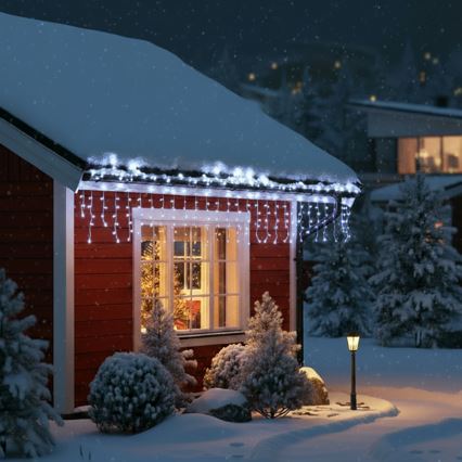 Brilagi - LED āra Ziemassvētku aizkarveida virtene 200 LED/8 funkcijas 13 m IP44 auksti balta