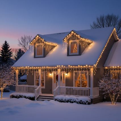 Brilagi - LED āra Ziemassvētku virtene 200xLED/8 funkcijas 13m IP44 silti balta lāstekas