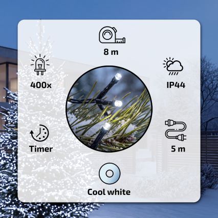 BRILAGI - LED āra Ziemassvētku virtene 400xLED 13m IP44 auksti balta