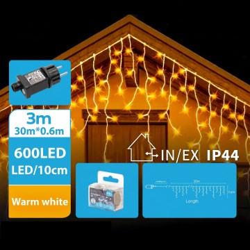 BRILAGI - LED āra Ziemassvētku virtene 600xLED/6W/8 funkcijas 33x0,6m IP44 siltā balta