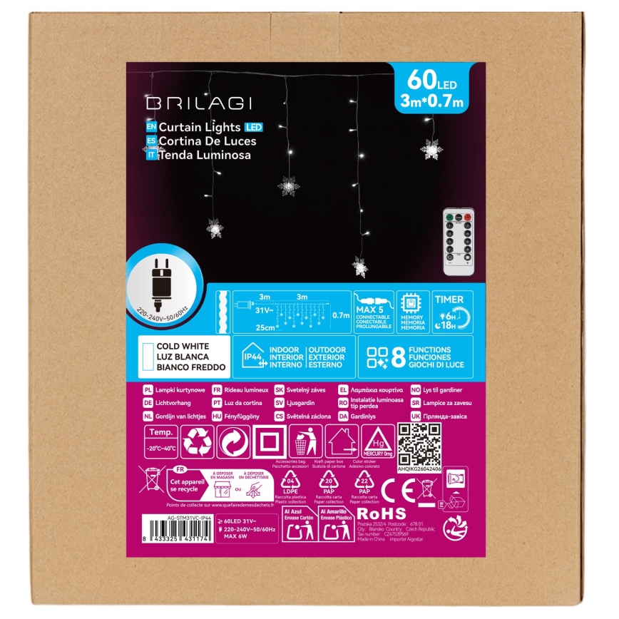 BRILAGI - LED Āra Ziemassvētku virtene 60xLED/6W/6x0,7m IP44 auksti balta