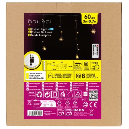 BRILAGI - LED āra Ziemassvētku virtene 60xLED/6W/6x0,7m IP44 siltā balta