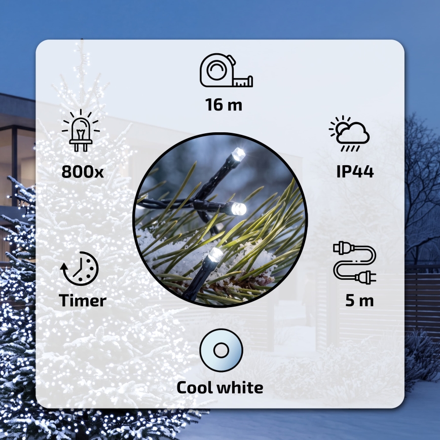BRILAGI - LED Āra ziemassvētku virtene 800xLED 21m IP44 auksti balta