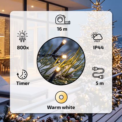 BRILAGI - LED āra Ziemassvētku virtene 800xLED 21m IP44 silta balta