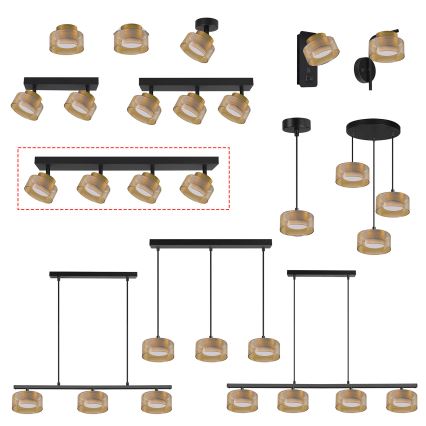 Brilagi - LED AURA LUX 4xGX53/30W/230V virziena gaismeklis melns/zelts