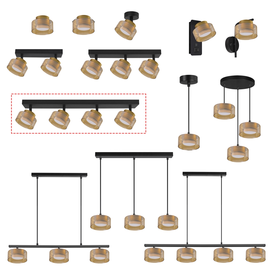 Brilagi - LED AURA LUX 4xGX53/30W/230V virziena gaismeklis melns/zelts