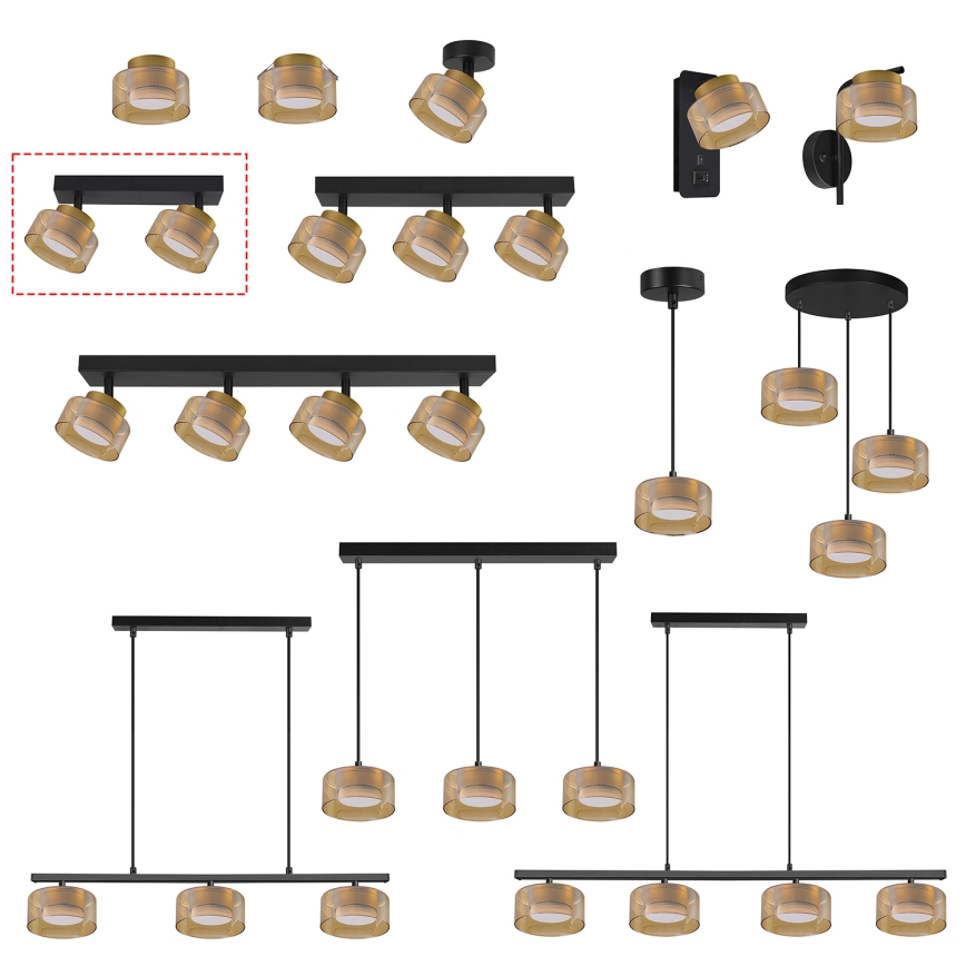 Brilagi - LED AURA LUX griestu prožektors 2xGX53/30W/230V melns/zelts