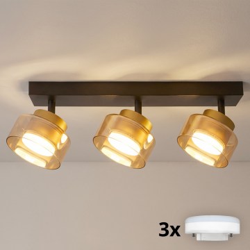 Brilagi - LED AURA LUX virziena gaismeklis 3xGX53/30W/230V melns/zeltains