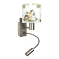 BRILAGI - LED bērnu elastīgā sienas lampa BOBO 1xE27/25W/230V + LED/3W matēts hroms/balts/zaļš/džungļi