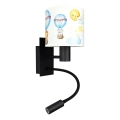 BRILAGI - LED bērnu elastīga sienas lampa BOBO 1xE27/25W/230V + LED/3W melna/balta/ar dzīvnieku motīviem