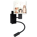 BRILAGI - LED bērnu elastīga sienas lampa BOBO 1xE27/25W/230V + LED/3W melna/balta/ar dzīvnieku motīviem