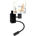 BRILAGI - LED bērnu elastīga sienas lampa BOBO 1xE27/25W/230V + LED/3W melna/balta/ar dzīvnieku motīvu