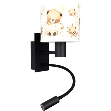 BRILAGI - LED bērnu elastīgā sienas lampa BOBO 1xE27/25W/230V + LED/3W melna/balta/lāčuki