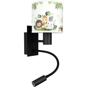 BRILAGI - LED bērnu elastīgā sienas lampa BOBO 1xE27/25W/230V + LED/3W melna/balta/zaļa/džungļu