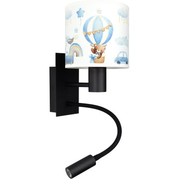 BRILAGI - LED bērnu elastīga sienas lampa BOBO 1xE27/25W/230V + LED/3W melna/balta/zila/lācīši