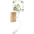BRILAGI - LED bērnu elastīgā sienas lampa BOBO WOOD 1xE27/25W/230V + LED/3W ozols/balta/zaļa/džungļi