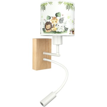 BRILAGI - LED bērnu elastīgā sienas lampa BOBO WOOD 1xE27/25W/230V + LED/3W ozols/balta/zaļa/džungļi