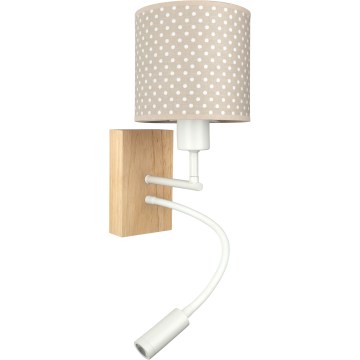 BRILAGI - LED bērnu elastīga sienas lampa BOBO WOOD 1xE27/25W/230V + LED/3W ozols/balts/bēšs/ar punktiņiem