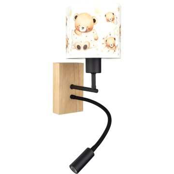 BRILAGI - LED bērnu elastīgā sienas lampa BOBO WOOD 1xE27/25W/230V + LED/3W ozols/melns/balts/lāči