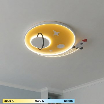 Brilagi -LED Bērnu griestu gaismeklis STARSHIP LED/64W/230V 3000/4500K dzeltena