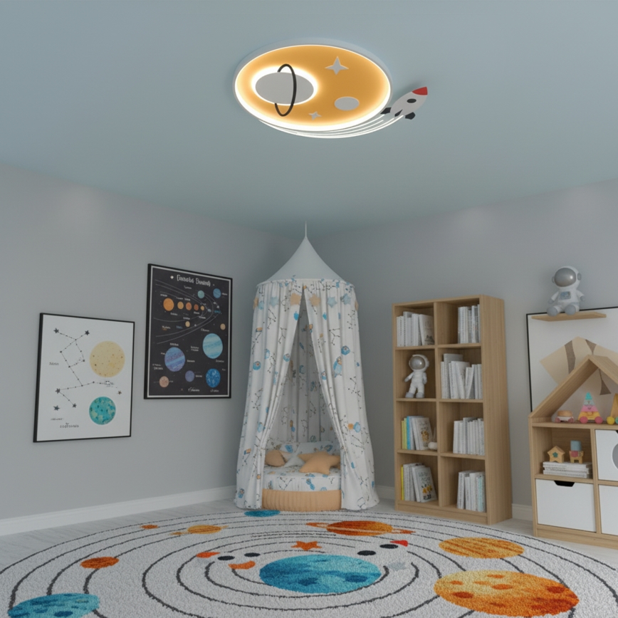 BRILAGI -LED Bērnu griestu gaismeklis STARSHIP LED/64W/230V 3000/4500K dzeltena