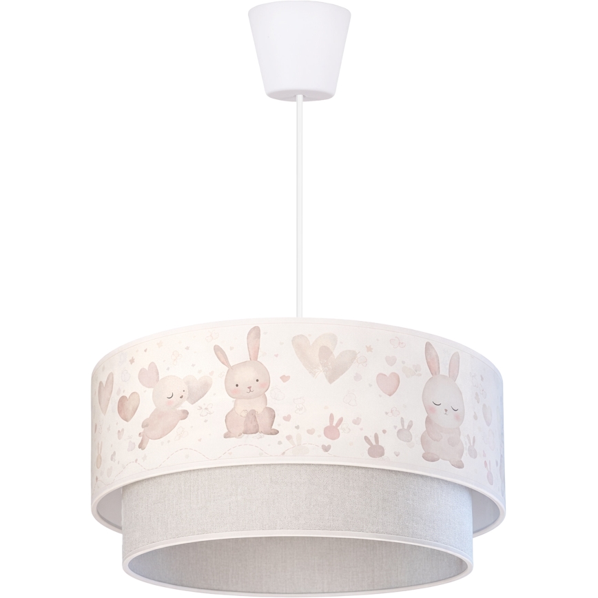 Brilagi - LED bērnu pakaramā lampa uz troses BOBO 1xE27/60W/230V Ø 40 cm krēmkrāsa/pelēka/ar zaķīšiem