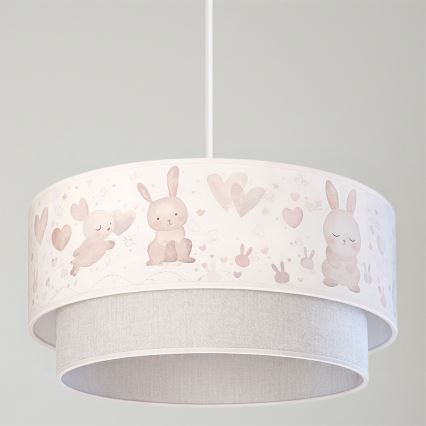 Brilagi - LED bērnu pakaramā lampa uz troses BOBO 1xE27/60W/230V Ø 40 cm krēmkrāsa/pelēka/ar zaķīšiem