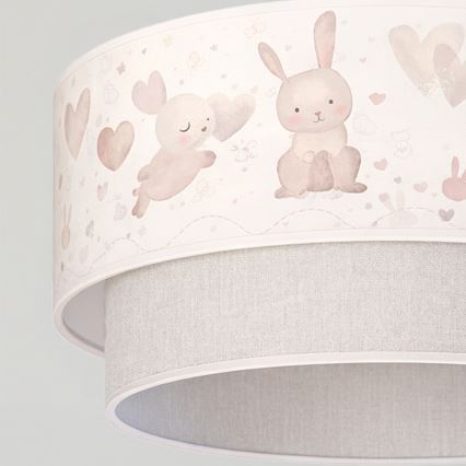 Brilagi - LED bērnu pakaramā lampa uz troses BOBO 1xE27/60W/230V Ø 40 cm krēmkrāsa/pelēka/ar zaķīšiem