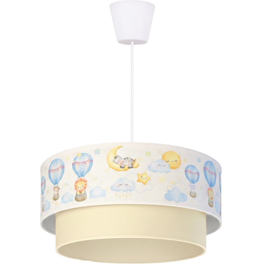 Brilagi - LED bērnu pakaramais gaismeklis uz vada BOBO 1xE27/60W/230V Ø 40 cm balts/bēšs/ar dzīvnieku motīviem