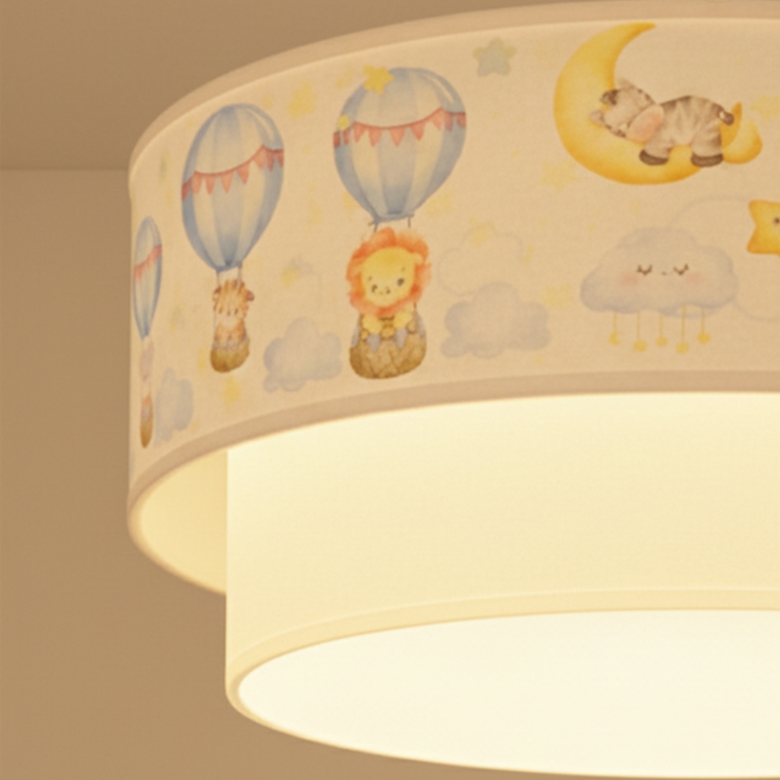 Brilagi - LED bērnu pakaramais gaismeklis uz vada BOBO 1xE27/60W/230V Ø 40 cm balts/bēšs/ar dzīvnieku motīviem