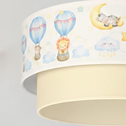 Brilagi - LED bērnu pakaramais gaismeklis uz vada BOBO 1xE27/60W/230V Ø 40 cm balts/bēšs/ar dzīvnieku motīviem