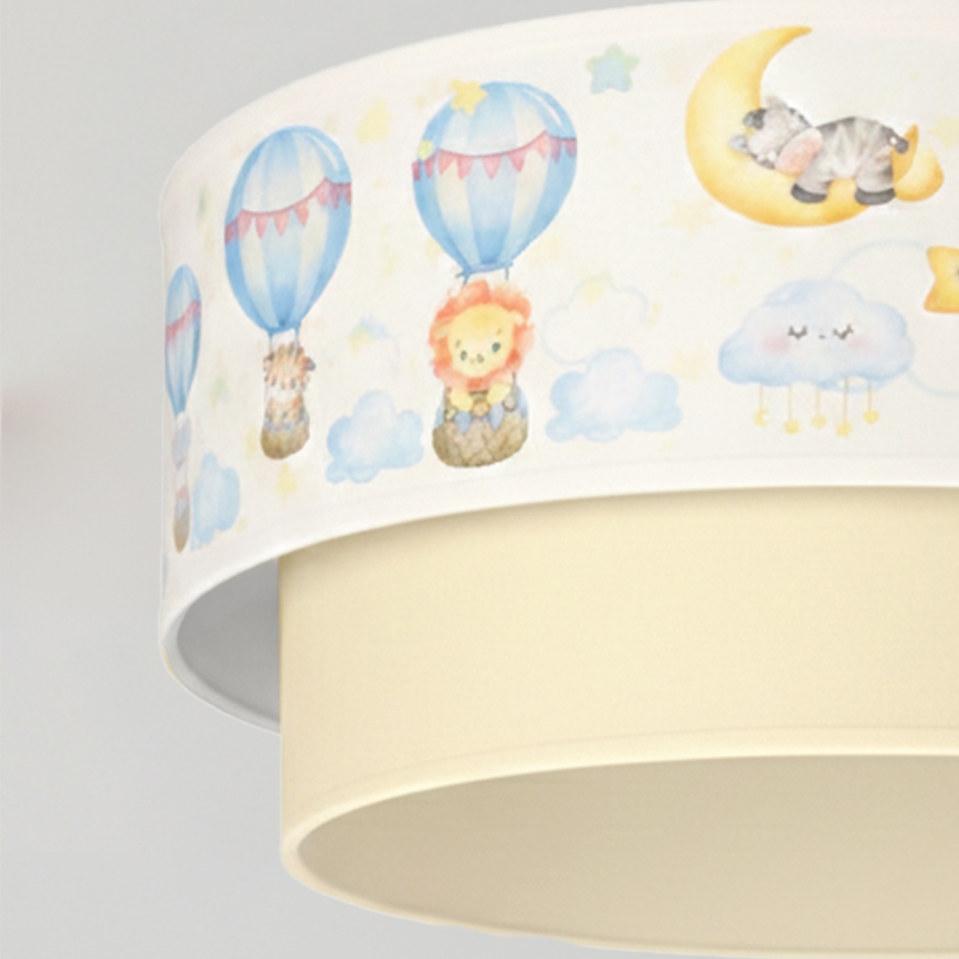 Brilagi - LED bērnu pakaramais gaismeklis uz vada BOBO 1xE27/60W/230V Ø 40 cm balts/bēšs/ar dzīvnieku motīviem