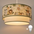 Brilagi - LED bērnu griestu lampa uz vada BOBO 1xE27/60W/230V Ø 40 cm krēmkrāsaina/zaļa/džungļu