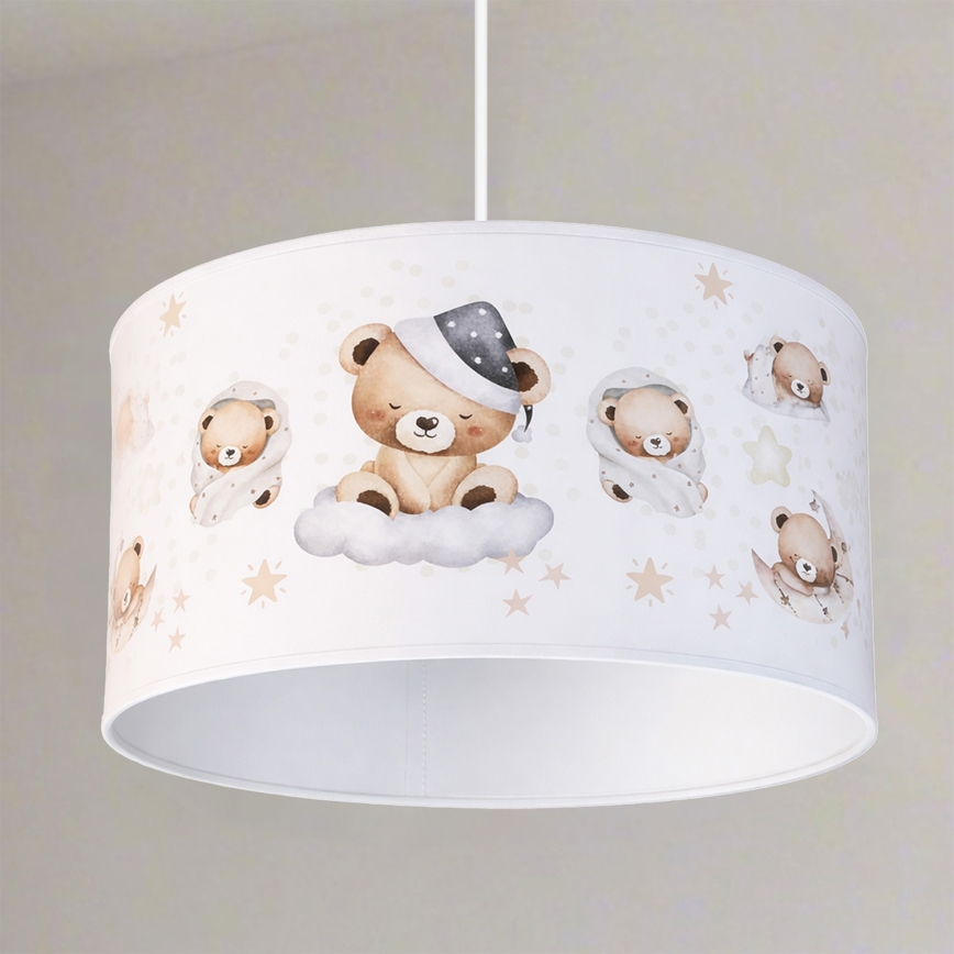 Brilagi - LED bērnu karājamā lampa BOBO, 1xE27/60W/230V, Ø 35 cm, balta ar lācīšu motīvu