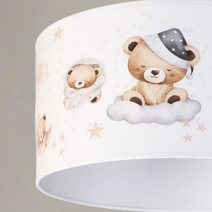 Brilagi - LED bērnu karājamā lampa BOBO, 1xE27/60W/230V, Ø 35 cm, balta ar lācīšu motīvu