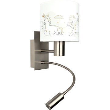 BRILAGI - LED bērnu lokana sienas lampa BOBO 1xE27/25W/230V + LED/3W matēts hroms/balta/vienradži