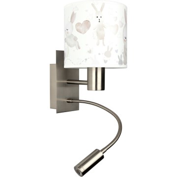 BRILAGI - LED bērnu lokanā sienas lampa BOBO 1xE27/25W/230V + LED/3W matēts hroms/balts/zaķīši